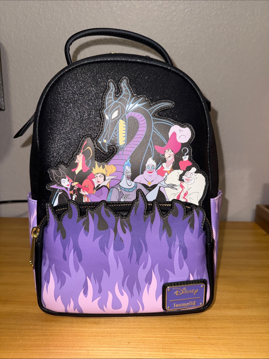 Loungefly Disney Villains Black And Purple Flame Backpack